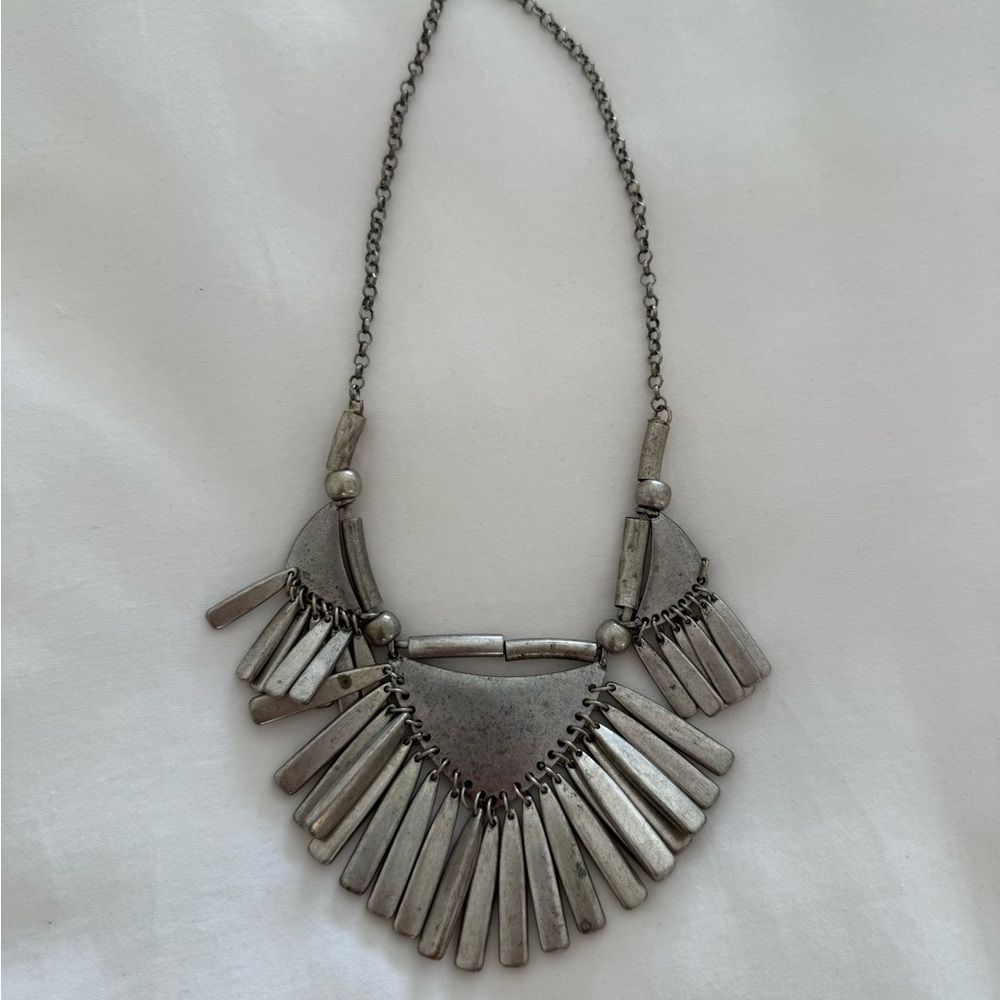 Boho Silver Statement Necklace